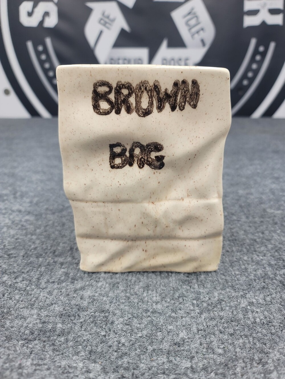 Vintage 1980s-90s Craft Brown Bag Vase Ceramic Pop Art Retro